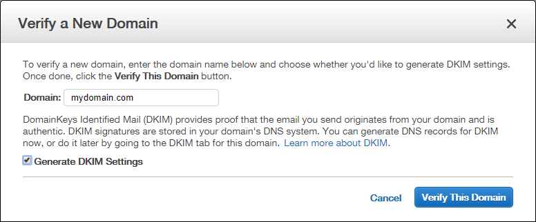 AWS Verify Domain