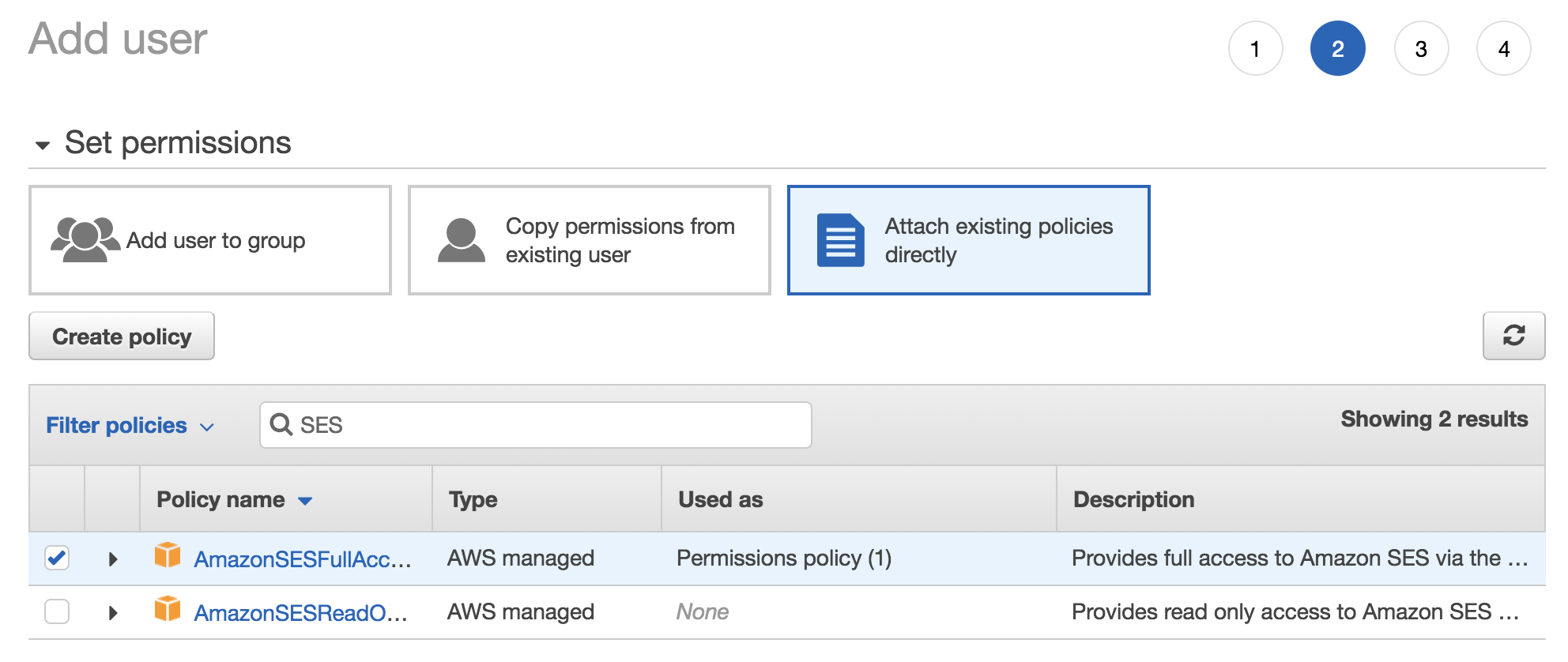 AWS - SES User Permissions